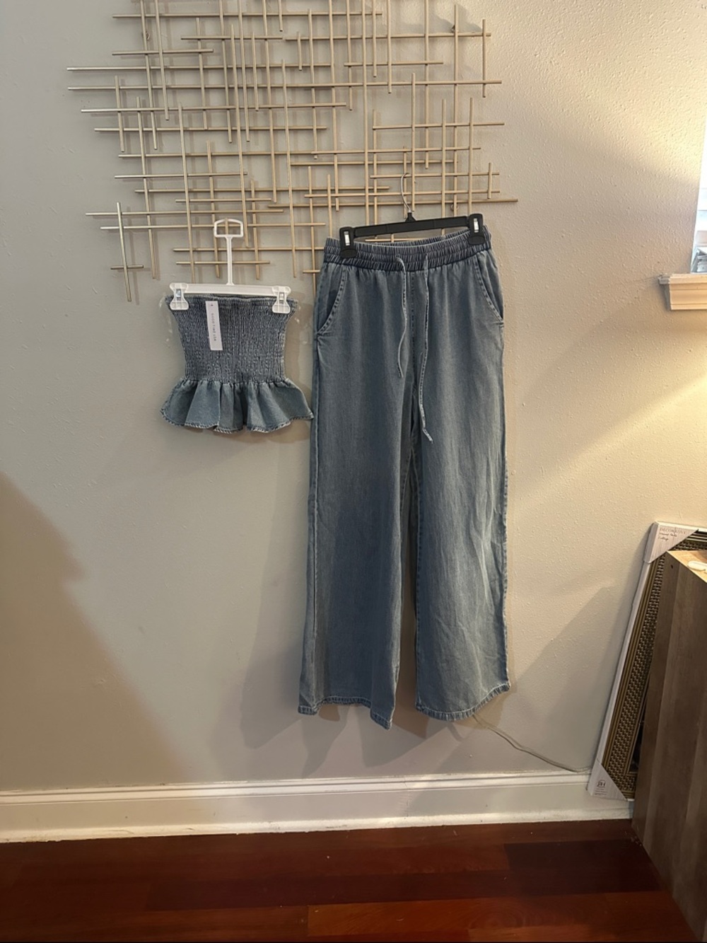 Women’s Light Wash Denim Wide-Leg Pants - Blue